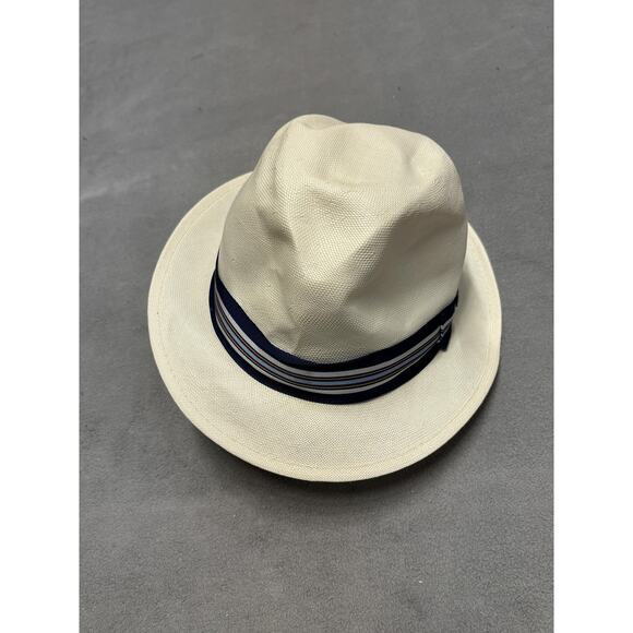 Goorin Bros Hat Fedora Fitted Mens Large White Shantung Straw Hand Woven USA - Picture 1 of 8